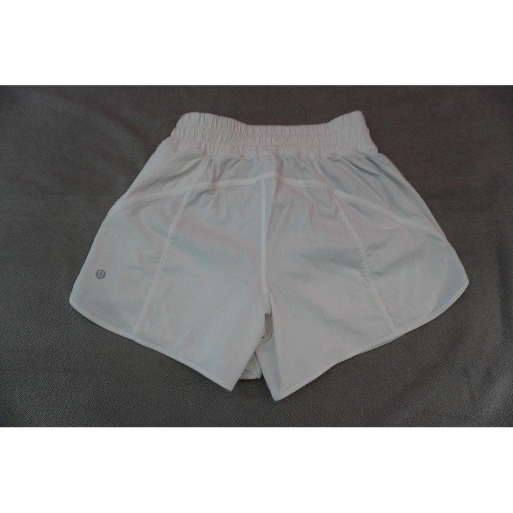 Lululemon Track That Short White 6 Running Shorts Side Zip Pocket Gym 5" Inseam